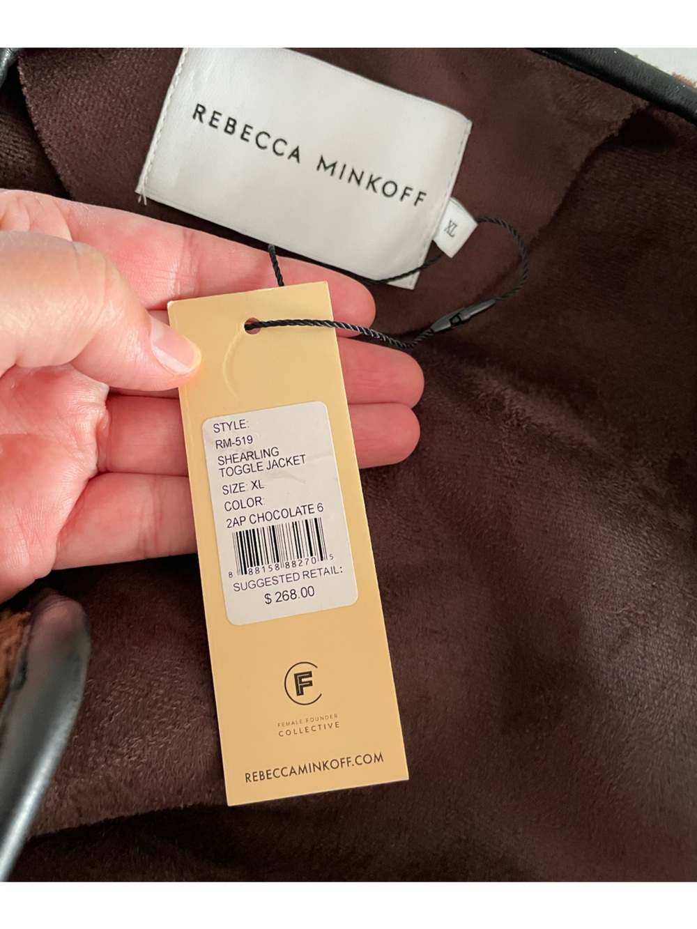 NWT Rebecca Minkoff Brown Shearling Toggle Jacket Size XL - Picture 10 of 11